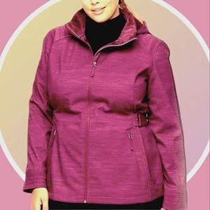 1XL Hooded Side-Tabs Brushed Fleece Lined Jacket with Pockets